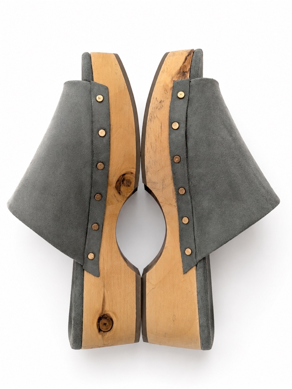 Dolce Vita Gray Suede Wood Platform Mule Slides